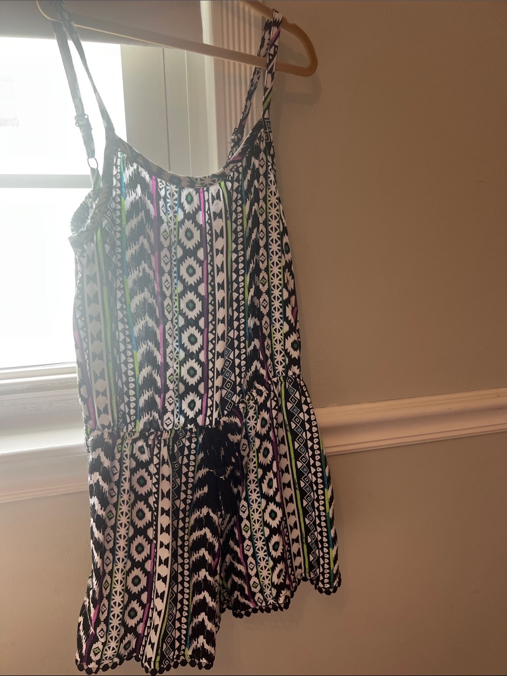 Girls Black Aztec Print Romper - Kids